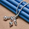 Elegant 925 Sterling Silver Exquisite Multi-Bead Pendant Snake Chain Necklace for Women Fashion Party Wedding Gift Jewelry