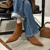 Light luxury niche retro autumn and winter new women's shoes  high gloss matte leather fashion boots large size