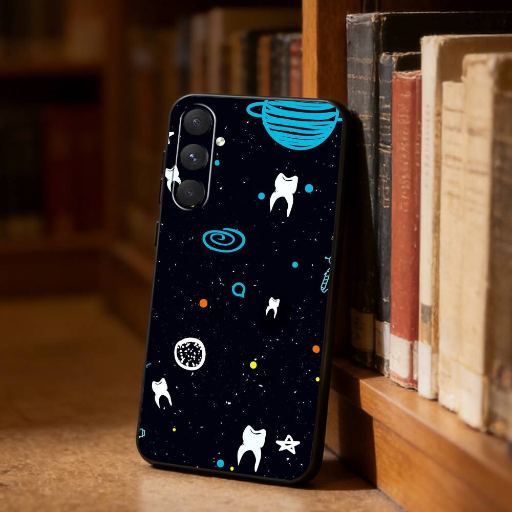 Cartoon Teeth Dentist  Phone Case For Samsung S26,S25,S24,S23,S22,S21,Ultra,Plus,FE Black Soft Cover Samsung S21fe
