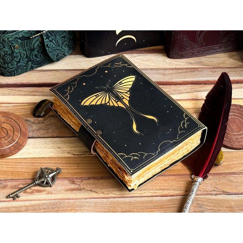 Kožený motýlí deník na psaní zápisník skicák prázná kniha kouzel poezie blok kniha cestovní kniha pro muže ženy dárek