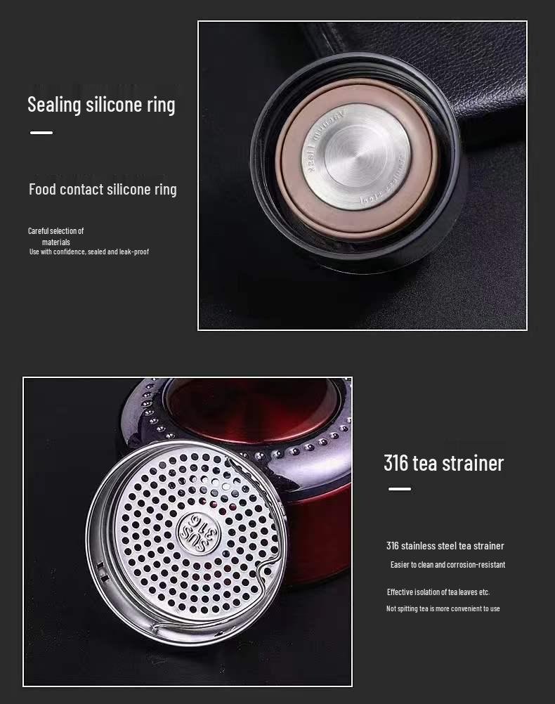 316 Stainless Steel Insulated Cup with Tea Separator, Large Capacity, Portable Outdoor Cup with Carrying Rope