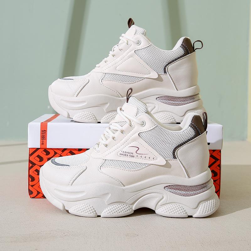 Inner Height Increase Dad Shoes Women 2025 Summer New Popular Small Versatile Leisure Sports Mesh White Shoes Women