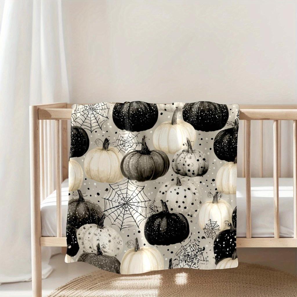 Halloween Pumpkin Patterned Flannel Blanket Gothic Bedroom Decoration and Accessories Aesthetic Room Decoration Festival Gifts