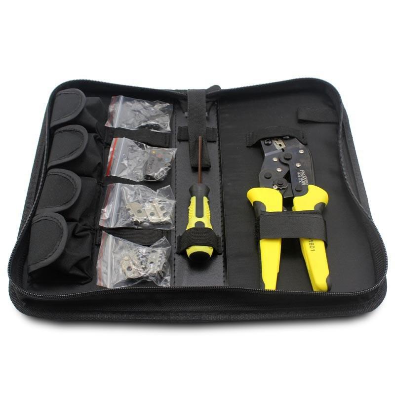 4-Die Ratchet Crimping Tool Set with Leather Case for Stripping & Crimping Cable