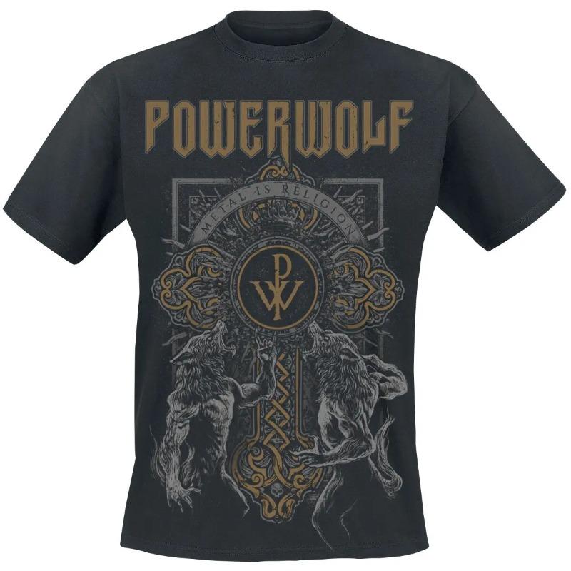 T-shirt in Cotone con Grafica Powerwolf Estiva Unisex Manica Corta Marca di Moda Tee Lusso Casual Vintage Retro Top