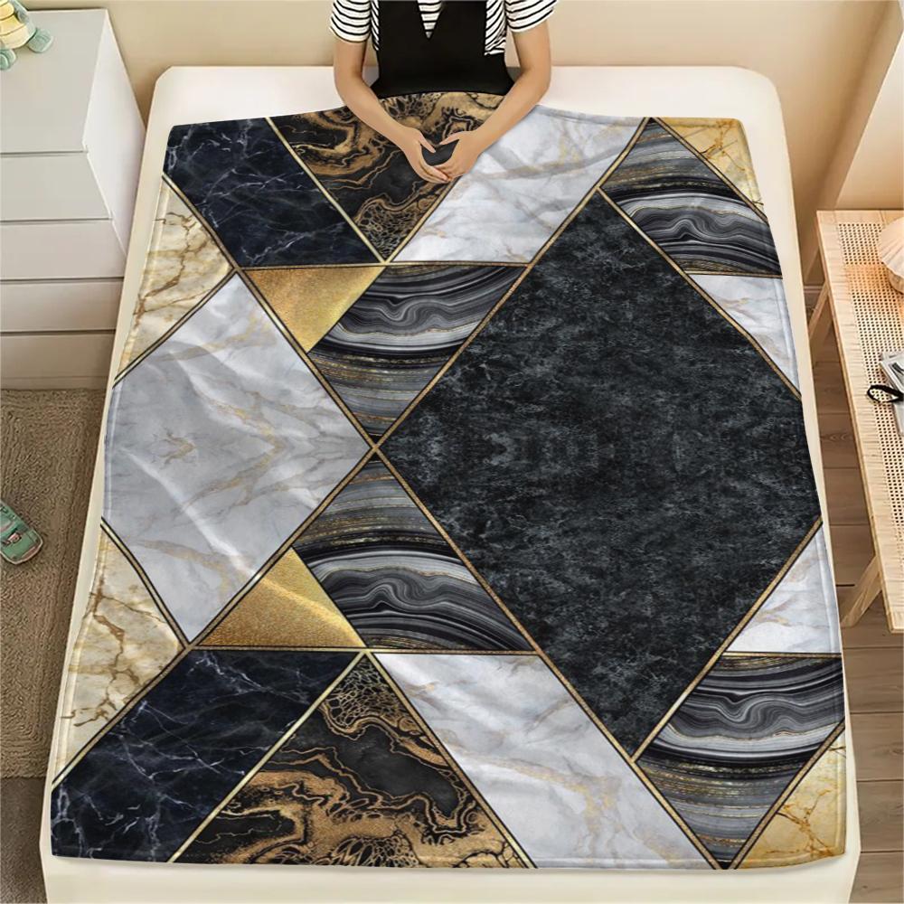 1 Stück Abstrakter Geometrischer Print Flanelldecke, Hohe Qualität, Bequem für Alle Jahreszeiten, Heimdekoration, Wärme und Komfort, Perfekt für Weihnachtsgeschenke