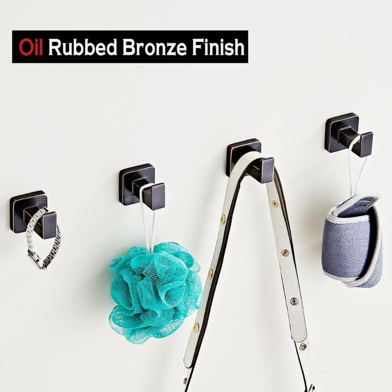 Set di 2 Ganci da Parete Quadrati in Bronzo Sistema di Aggancio Antiscivolo Resistente alla Corrosione Acciaio Inossidabile 304 Mensola da Bagno