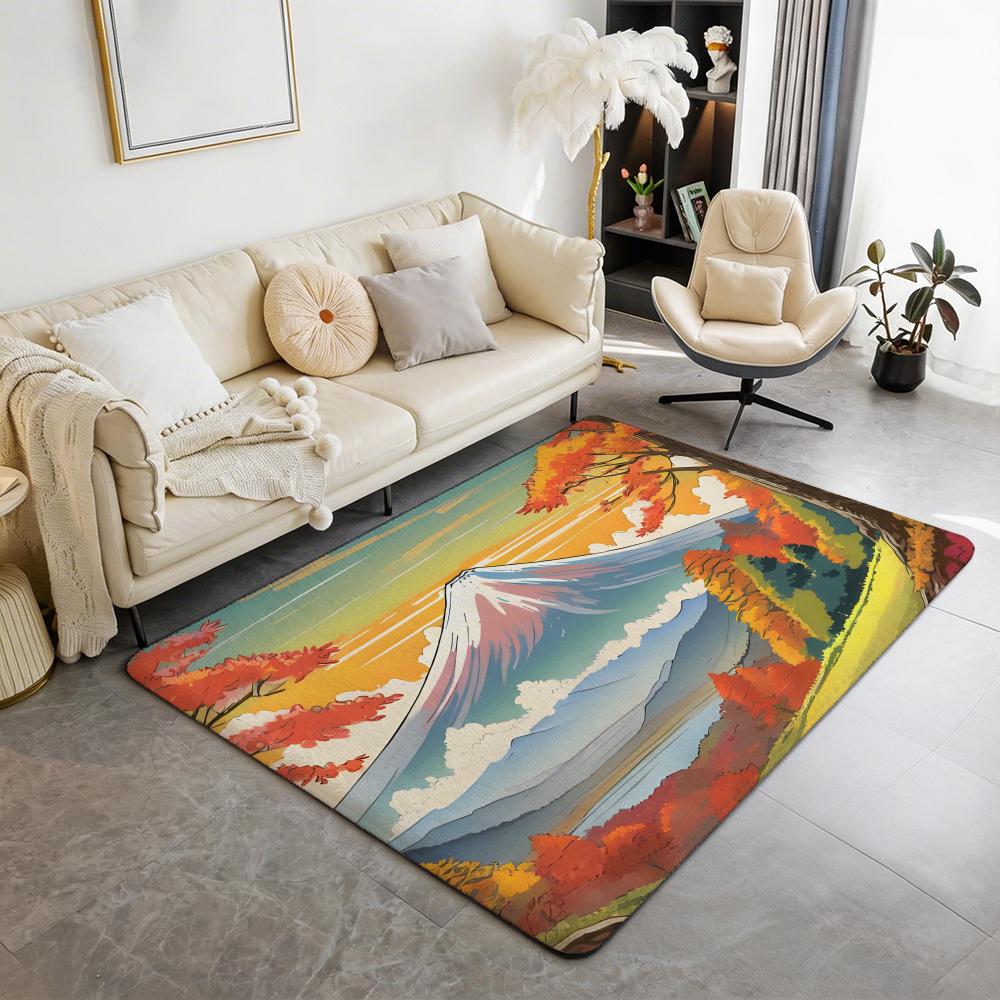 Landscape L Mount Fuji Floor Mat Eco Flannel Doormat Non Slip Odorless Indoor Floor Rug Soft Short Plush Home Mat