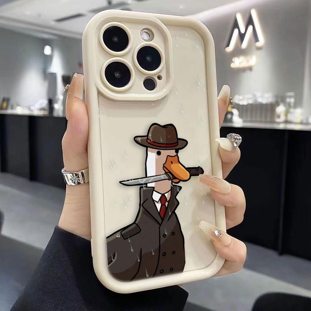 Cute Funny Duck Phone Case For iPhone Apple 17 AIR 16 16E 11 12 13 14 15 XR Plus Pro Max DIY Case TPU Shockproof Cover Capa