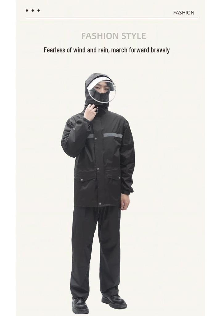 Reflective Raincoat and Pants Set for Electric Motorcycle Riding