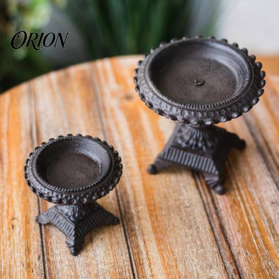 Three-legged Candle Holder Base Heavy Duty Cast Iron Holder, Retro Candlestick Holders, Handcrafted Durable Display Metal Pillar Stand for Dinner Home