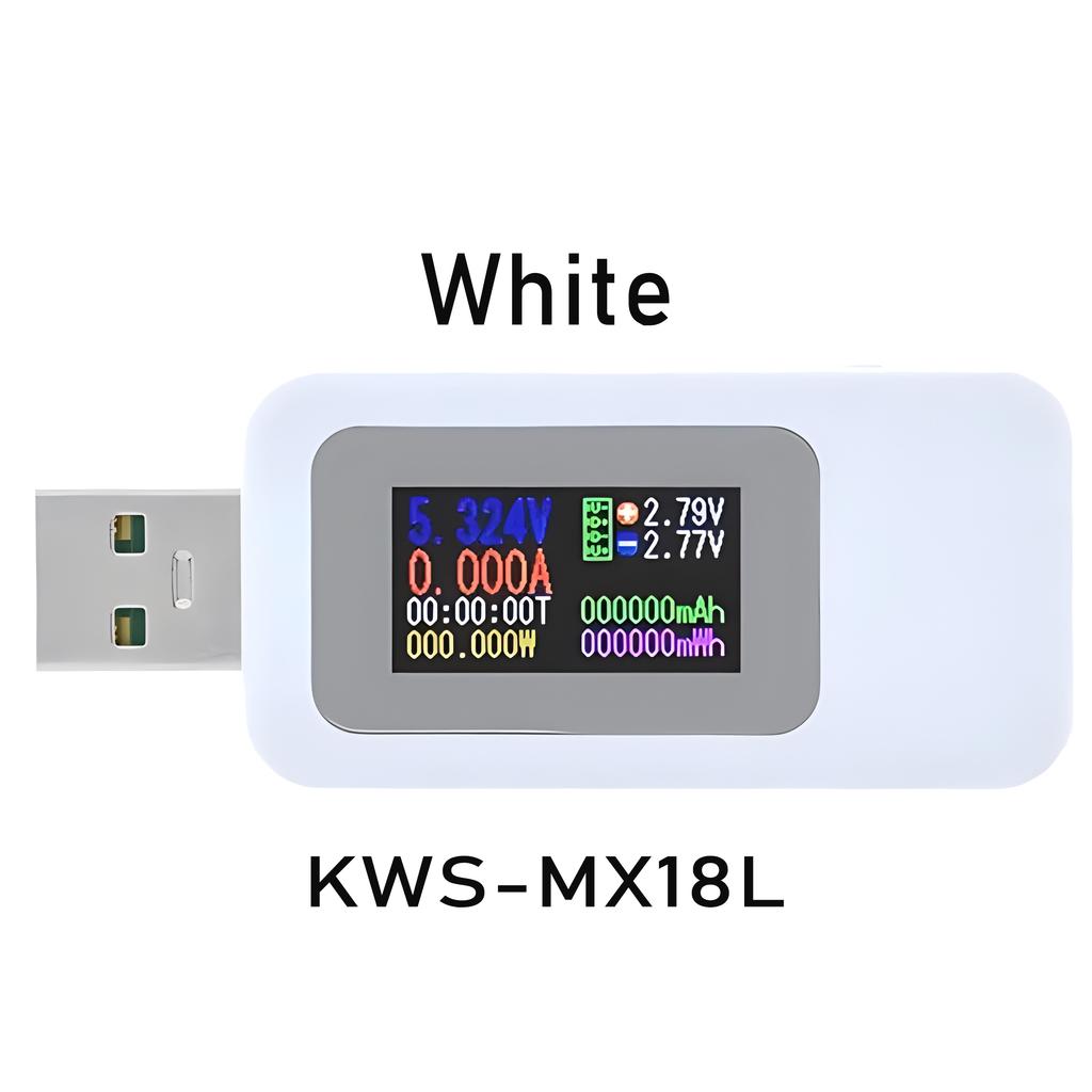 Type-C USB Tester 4-Digit Color Monitor 4-30V Volt Meter Current Power Detector Compatible w/ QC2.0/3.0/PD/Samsung Fast Charging