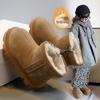Winter  Children's Snow Boots, Boys' Warm and Thick Short Boots, Solid Color Girls' Velvet and Anti Slip Cotton Shoes