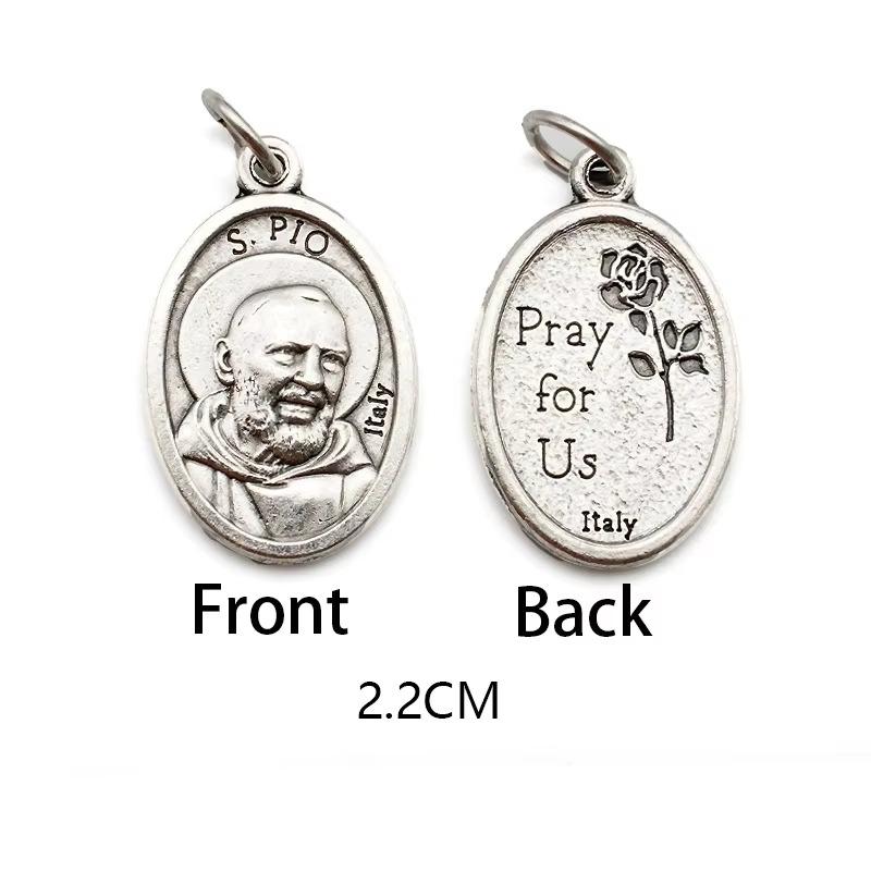 Breloques métalliques réversibles pour colliers, bracelets, accessoires de bricolage, grande médaille ovale de saint pour tout type de chaîne ou de collier, bijoux chrétiens