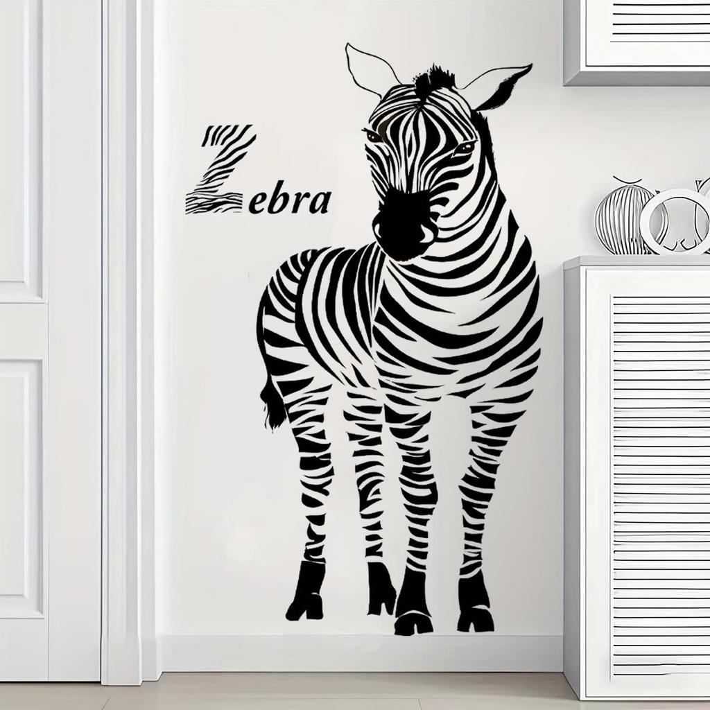 African Zebra Pattern Self-Adhesive Wall Sticker for Home Décor - Bedroom & Living Room Decoration