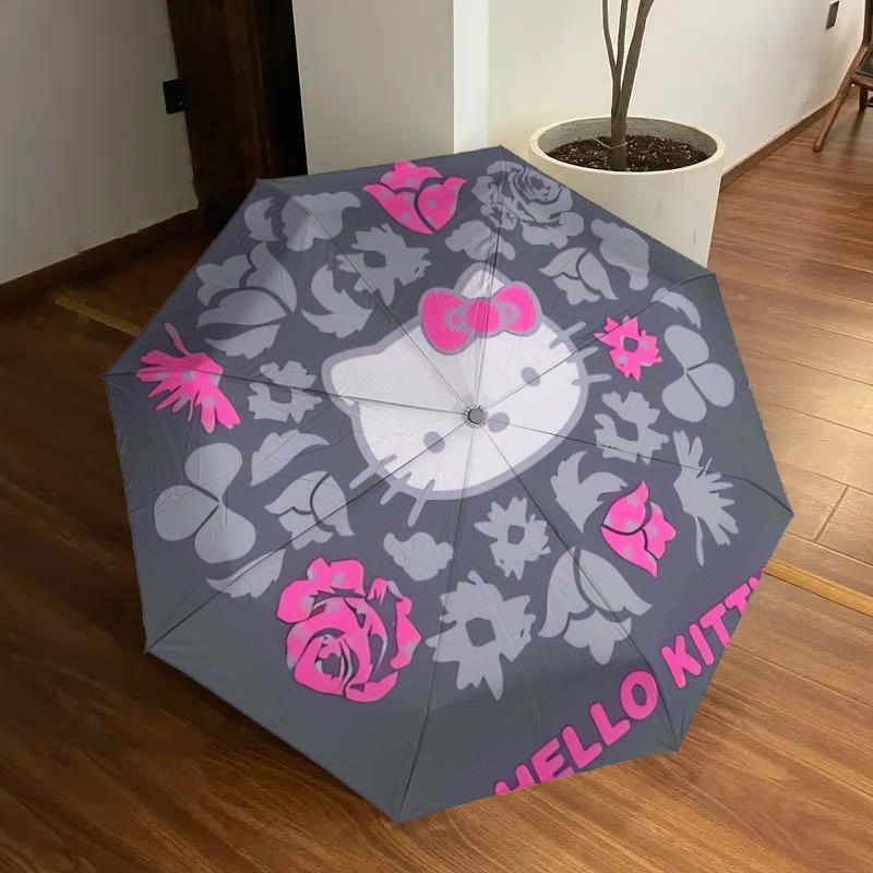 1pc Hello Kitty Floral Design Umbrella with Plastic Handle,Suitable for All Seasons Home Travel Outdoor UmbrellaSanlio576