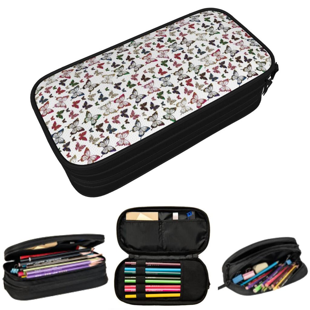 Colour Butterfly Pattern Pencil Case for Kids Gifts Pen Box Pencil Bag Stationery Supplies Pen Holder Bag
