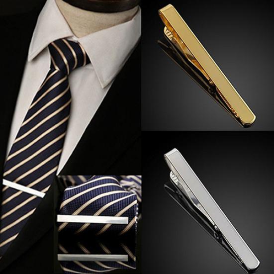 Men Silver/Gold Copper Chic Necktie Tie Bar Clasp Clip Formal Occasion Clamp Pin