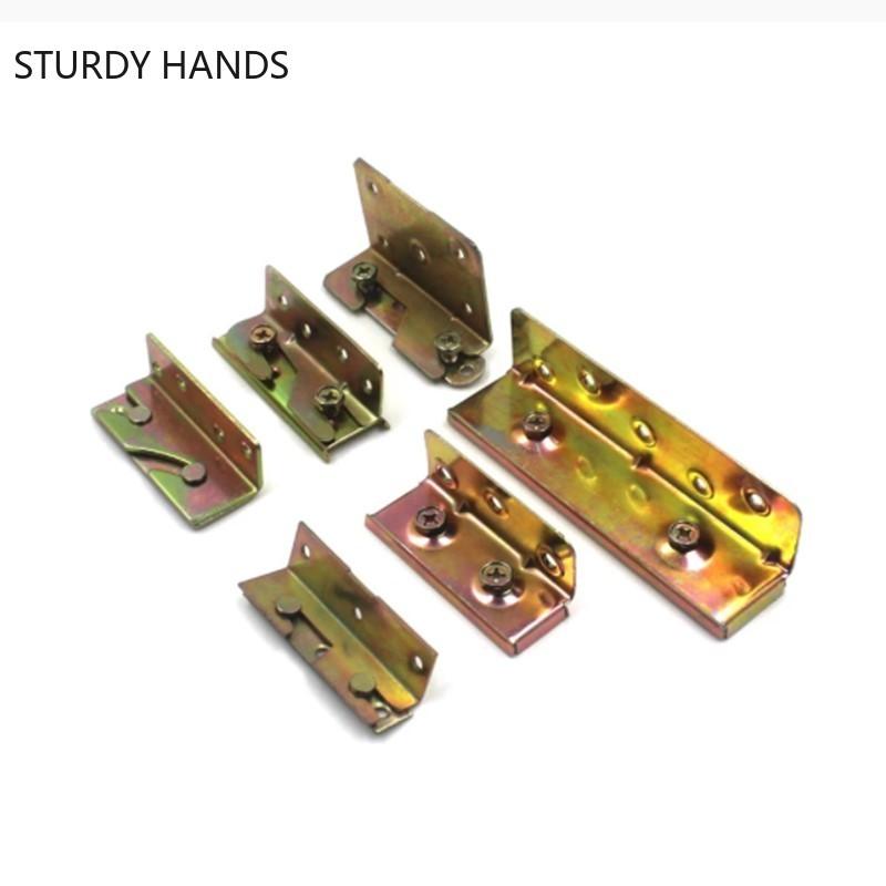 4pair Metal Bed Bracket Hinge Fastener Wood Board Connector for Bed Fixed Corner Bed Beam Support Furniture Hardware Fittings
