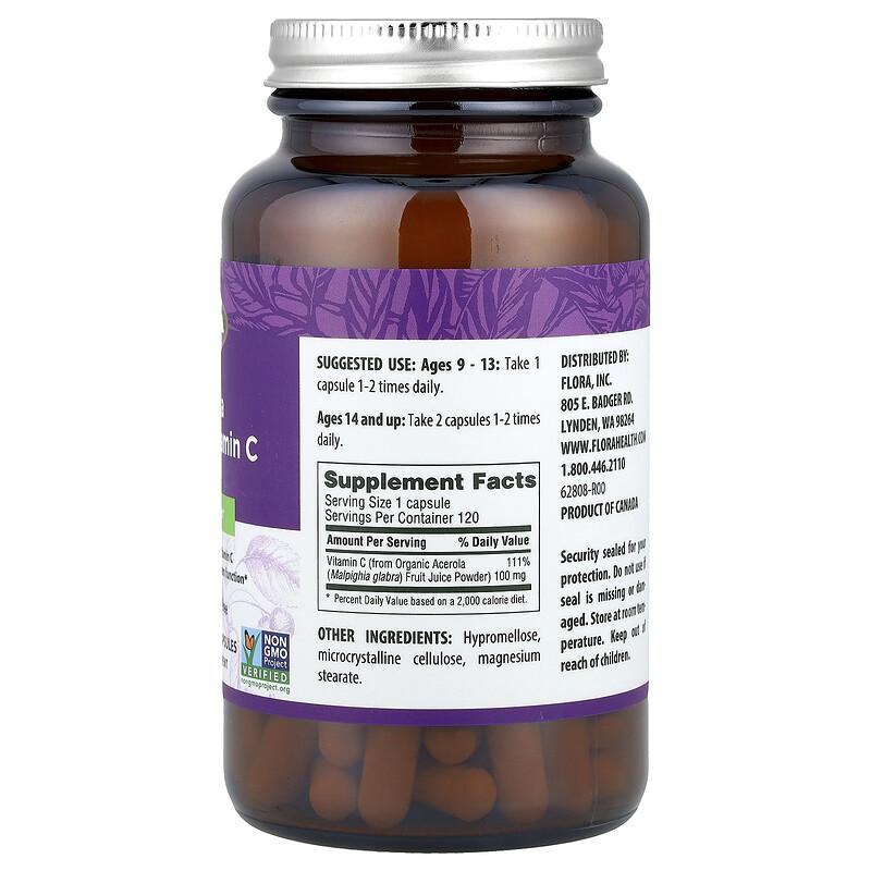 Acerola Natural Vitamin C , 120 Vegetarian Capsules