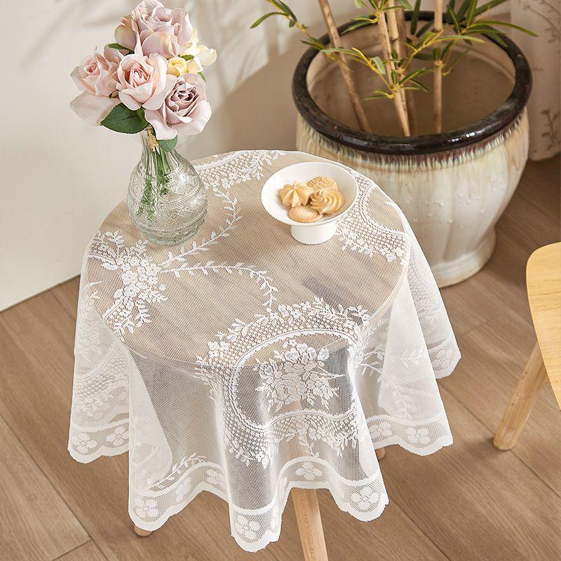 New Foreign Trade Countryside Small Fresh Square Table Round Table Hollow French Lace Round Mirror Flower Living Room Bedroom Study Dining Table
