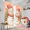 2pcs,2D Plane Printing Popular Curtain Panels Cute Snowmen Christmas Watercolor Versatile Durable Polyester (without Rod) Gifts