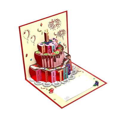 1 Stück 3D Pop-Up Schokoladenkuchen Geburtstagskarte Geschenk Dekoration Papier Grußkarte mit Wünschen Einzigartiges Geschenk für Freunde Familie Paare