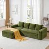 Canapé d'angle Cloud avec méridienne en L, Méridienne orientée à droite pour salon chambre à coucher, Aucun assemblage requis, vert (Tissu velours côtelé pelucheux)