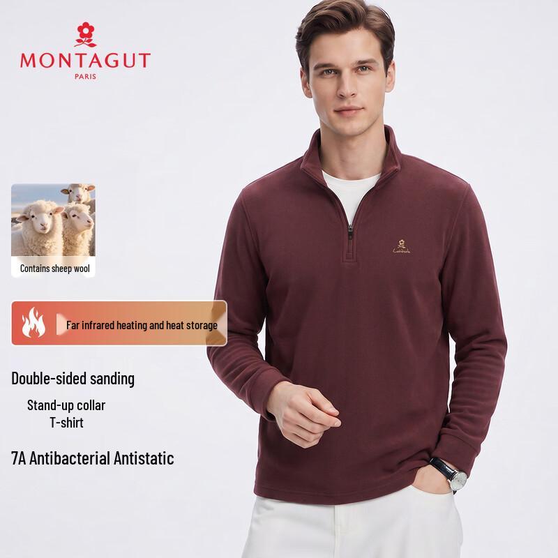 Montagut Men's Anti-Static & Antibacterial Long-Sleeve Thermal Mock Neck T-Shirt