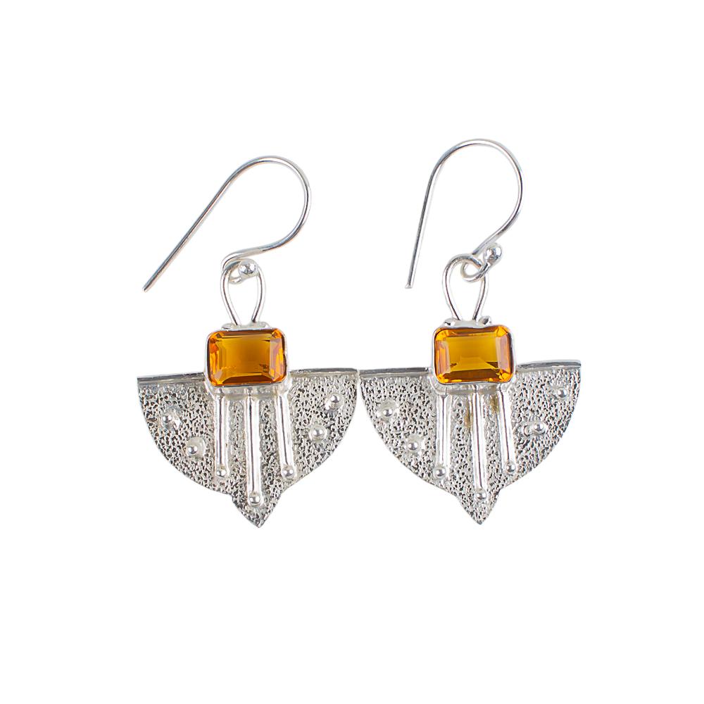 Citrine Gemstone 925 Sterling Silver Jewelry Handmade Earrings1.19" Gift For Her EE-65-4
