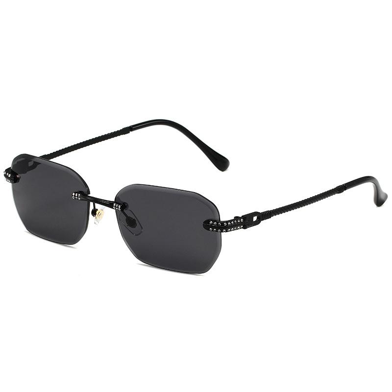 Women's fashion cut edge diamond rimless sunglasses Men's classic fashion brand driving glasses Trendy street wear accessories