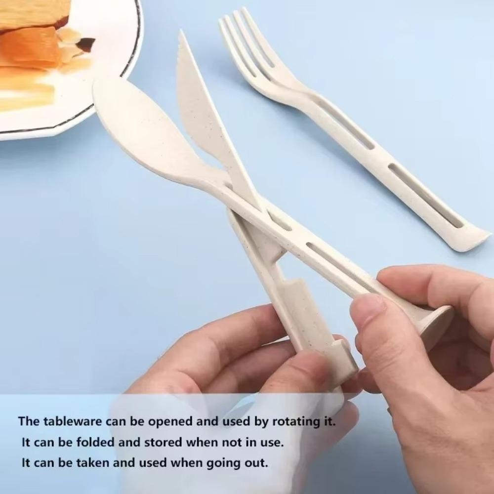 3Pcs/Set High Quality Portable Tableware Set 3 In 1 Reusable Picnic Dinnerware Set Detachable Camping Tableware