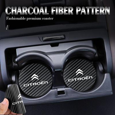ATV4 2Pcs Leather Coaster Anti-noise Water Cup Pad Cushion For C1 DS3 C2 C3 Vts C4 Saxo C4L C5 C6 C8 Xsara C3-XR Picasso