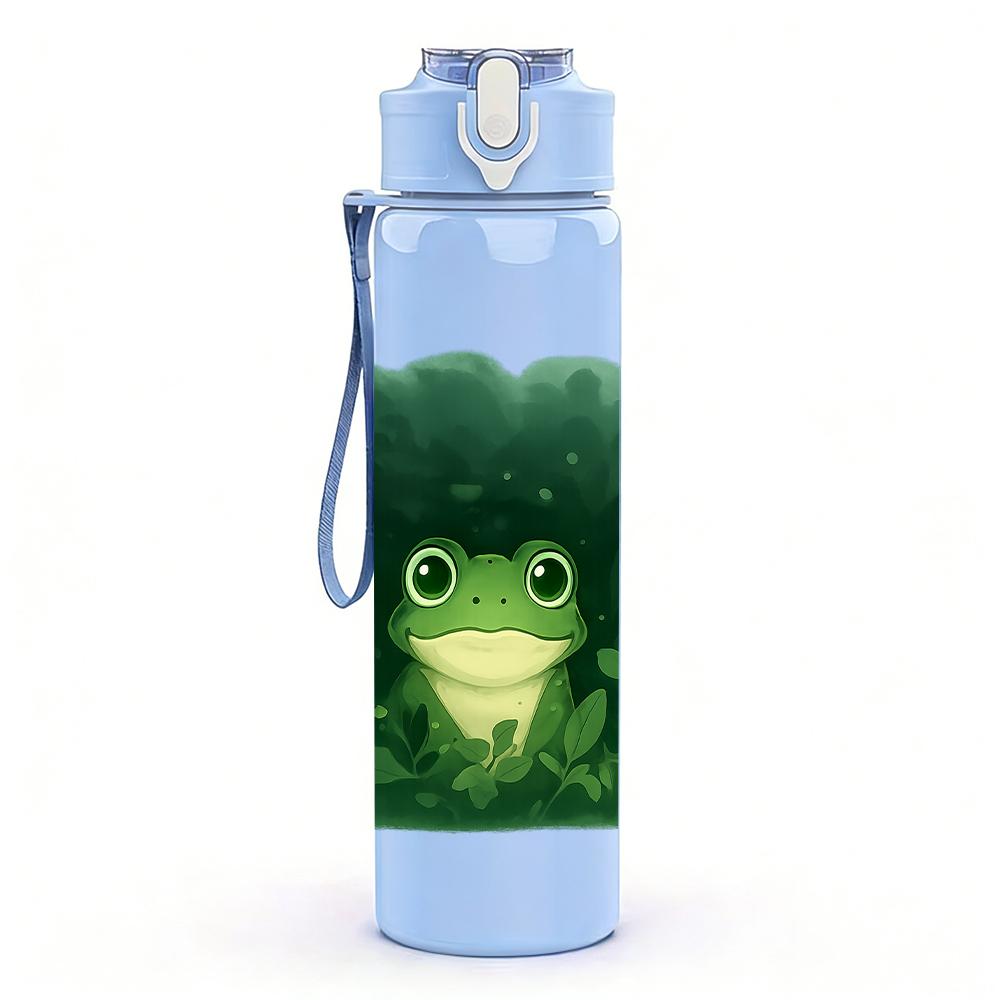 1 PZ Rana Verde Foresta Scuro Figura 750ml Plastica Colorata Borraccia Sportiva Tappo a Flip Anti-perdita con Cannuccia Per Sport Ufficio Uso Domestico