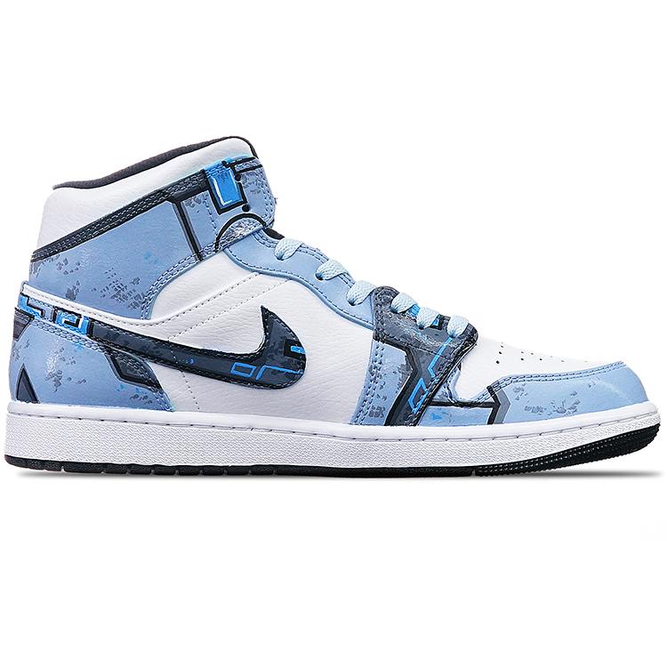 Jordan Air Jordan 1 Mid Island Green Mid top Vintage Basketball Shoes Men's Haze Gray 554724-132(TeamT-)