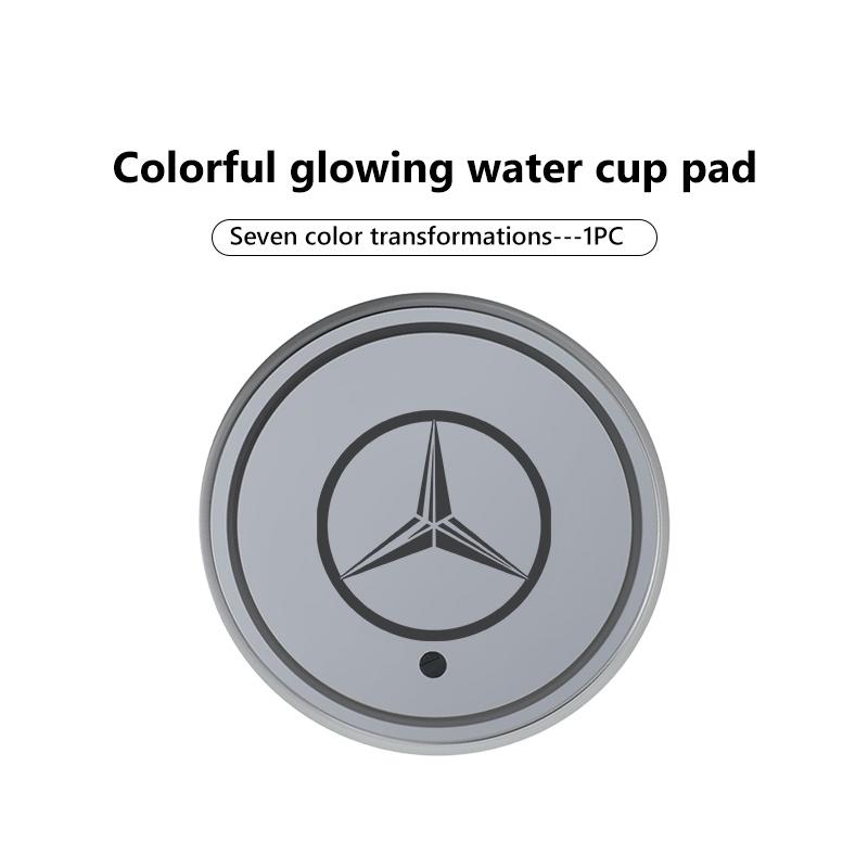 AABII1 Car Cup Holder Bottom Pad 7 Color luminous LED Coaster Interior Accessories For Benz Exclusive AMG W124 W203 W204 SPRINTER V