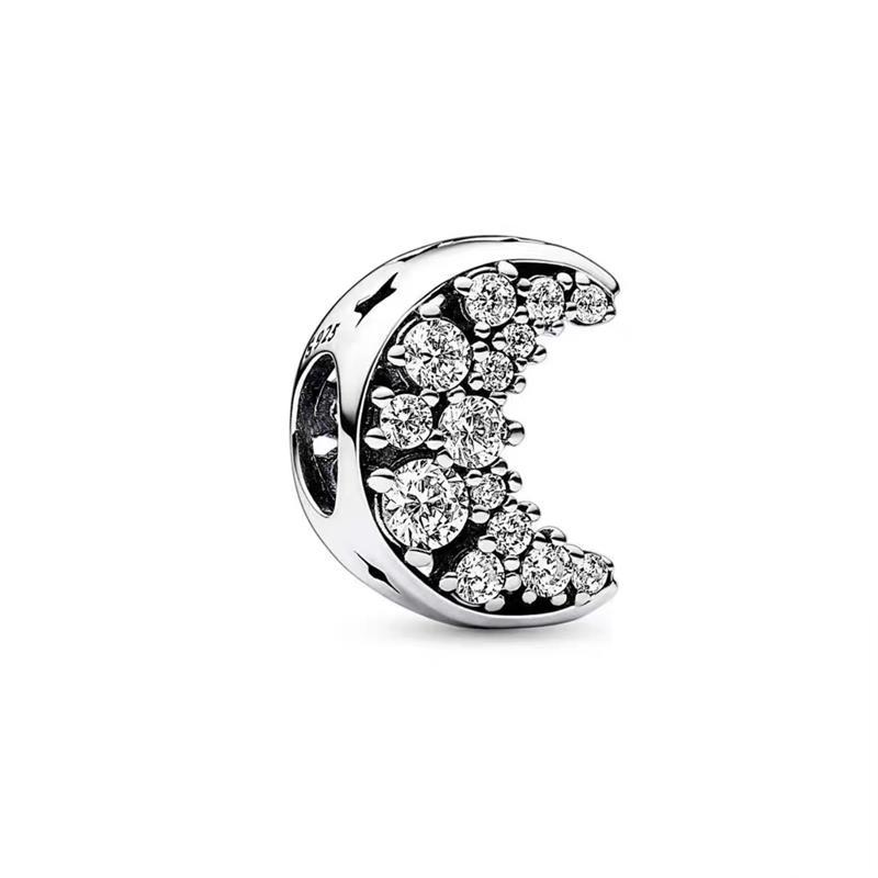 NEW Pavé Bead Sparkling Paw Print Flower Heart Charm Fit Original European 925 Sterling Copper Bracelet DIY Women Zircon Gift