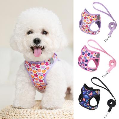 Kitten Chest Strap Printed Kitten Leash Anti-break Adjustable Reflective Pet Chest Strap Small Dog Kitten Chest Back
