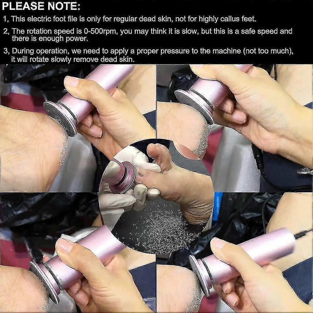 A Professional Electric Foot File and Callus Remover with Adjustable Speed and 60pcs of Replacement Sandpaper Disks.