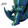 Office Desk Astronaut Figurine 3D Printed Moon Figurine, Sitting on Crescent Spaceman Ornament Statue, Desktop Decoration for Home Bookshelf Mini