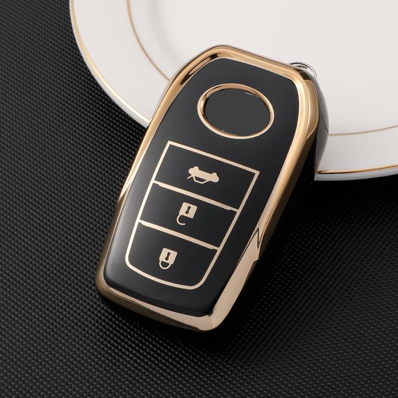 

Новый дизайн, резиновый чехол для ключей из ТПУ для Toyota Hilux Innova Rav4 Fortuner Yaris 2021, 2 3 кнопки, аксессуары для ключей 3 Buttons чёрный