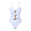 Solid Color One-piece Swimsuit Female Feel Tight Hollow Metal Five-star Women's