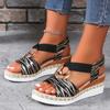 Metal Decoration Women's Wedges Sandals 2025 Summer Snake Print Platform Gladiator Shoes Woman Comfort Casual Med Heels Sandals