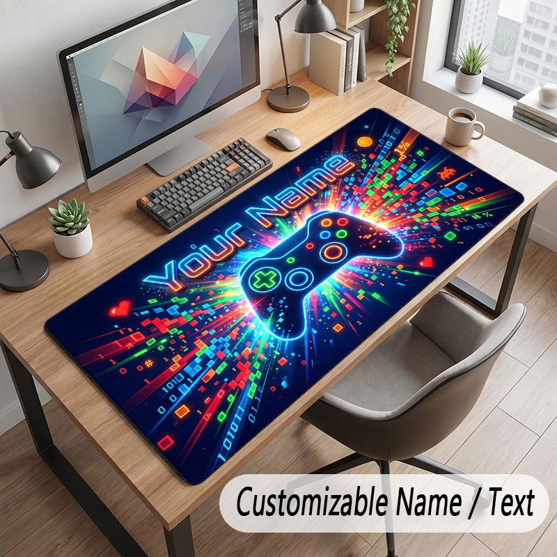 Game Controller Theme Customized Mouse Pad Personalized Print Name Text Desk Mat For Home Office Table Decor