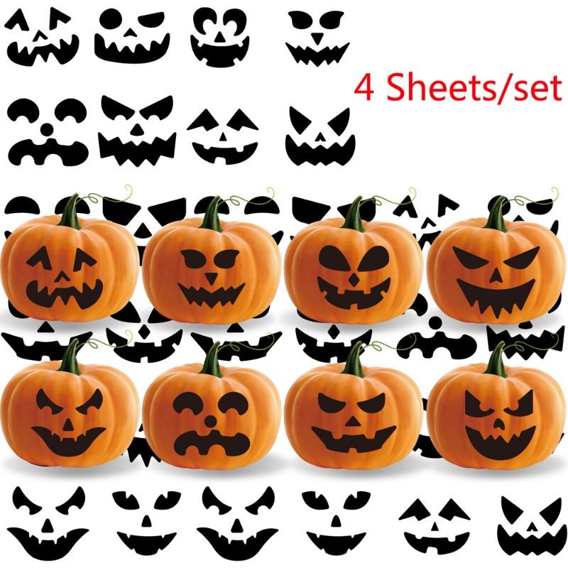 4 Sheets DIY Big Pumpkin Stickers Halloween Pumpkin Decoration Stickers Halloween Stickers Pumpkin Expression Sticker