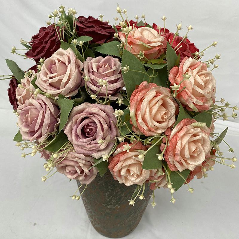 Faux Rose Flower Vase Arrangement For Wedding Photography And Event Decoration