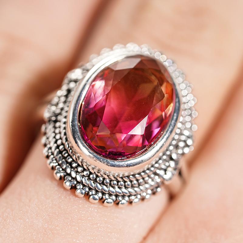 Sunset Sunset Exquisite Ring Women, Lolita Retro Sweet Accessories, European Light Luxury Ring