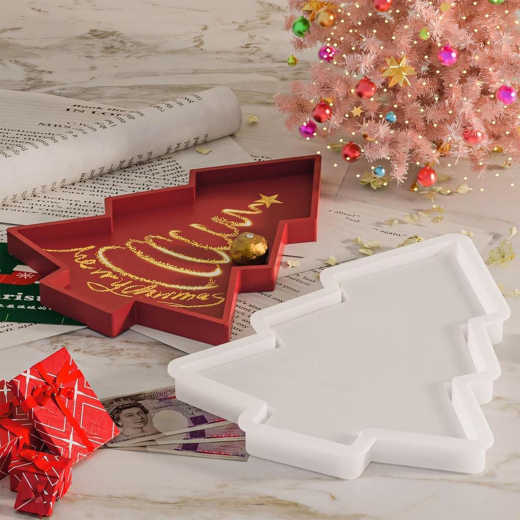 Silikon Weihnachtsformen 7,09x5,51in Silikon Weihnachtsbaum Tablettform Gussform für kleine Gegenstände Lebensmittel Tischdekoration