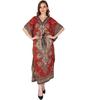 TreegoArt Fashion Women's Polyester Long Kaftan Caftan Printed Adjustable Boho Dress Nightwear Maxi Gown