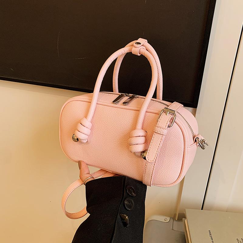 Korean Version Portable Bowling Bag Women's 2025 New Simple Small Square Bag Versatile Commuter Bag Single Shoulder Messenger Women's Bag